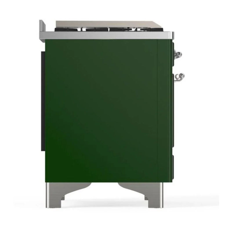 ILVE Majestic II 48" Dual Fuel Freestanding Range in Emerald Green with Chrome Trim, UM12FDQNS3EGC