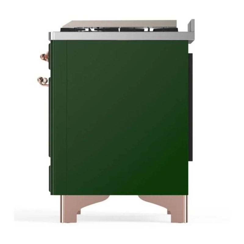 ILVE Majestic II 48" Dual Fuel Freestanding Range in Emerald Green with Copper Trim, UM12FDQNS3EGPLP