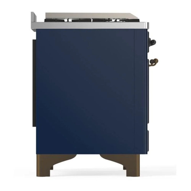 ILVE Majestic II 48" Dual Fuel Freestanding Range in Midnight Blue with Burnished Trim, UM12FDQNS3MBB