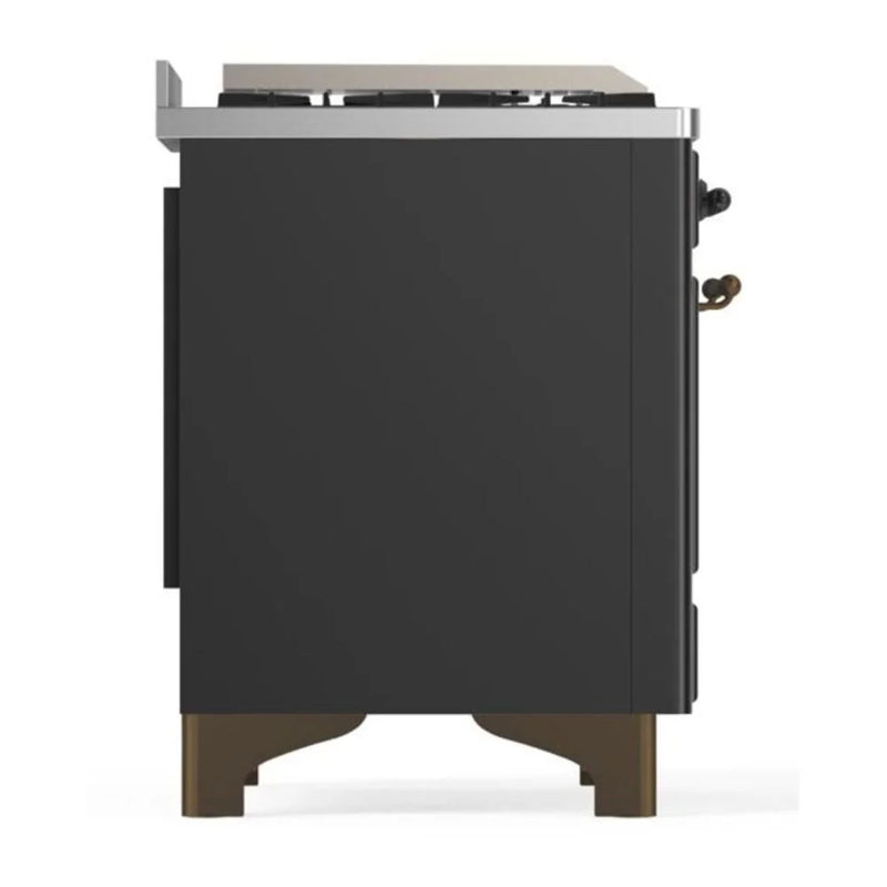 ILVE Majestic II 48" Dual Fuel Freestanding Range in Graphite Matte with Burnished Trim, UM12FDQNS3MGB