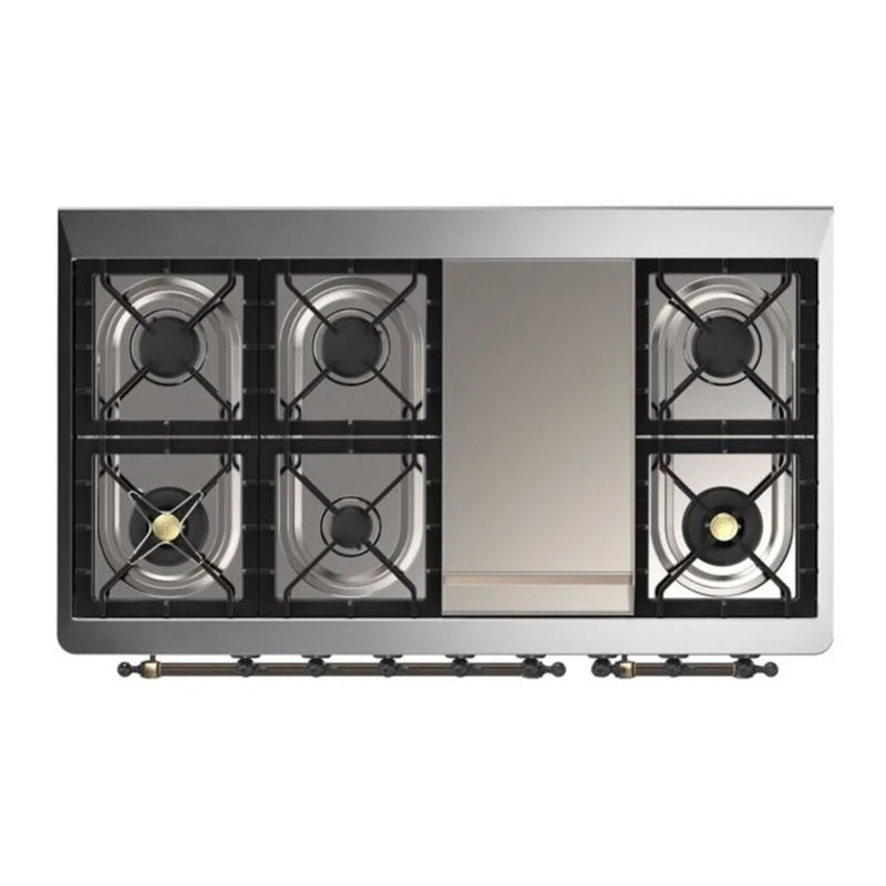 ILVE Majestic II 48" Dual Fuel Freestanding Range in Graphite Matte with Burnished Trim, UM12FDQNS3MGB