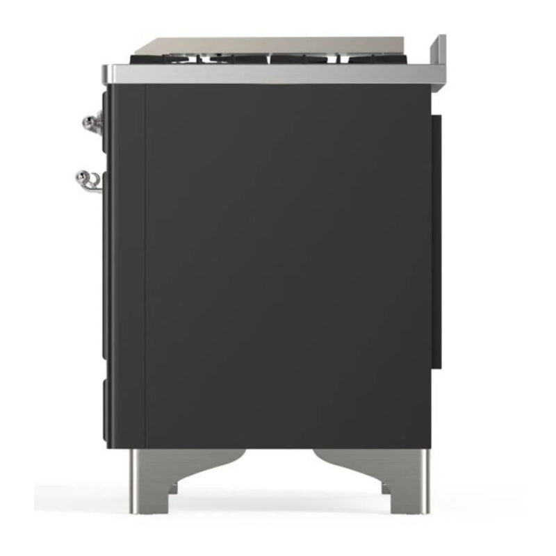 ILVE Majestic II 48" Dual Fuel Freestanding Range in Graphite Matte with Chrome Trim, UM12FDQNS3MGC