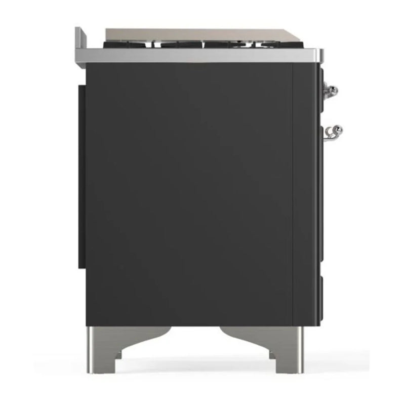 ILVE Majestic II 48" Dual Fuel Freestanding Range in Graphite Matte with Chrome Trim, UM12FDQNS3MGC