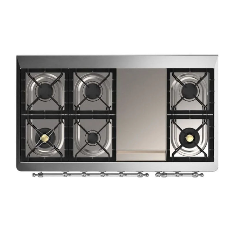 ILVE Majestic II 48" Dual Fuel Freestanding Range in Graphite Matte with Chrome Trim, UM12FDQNS3MGC