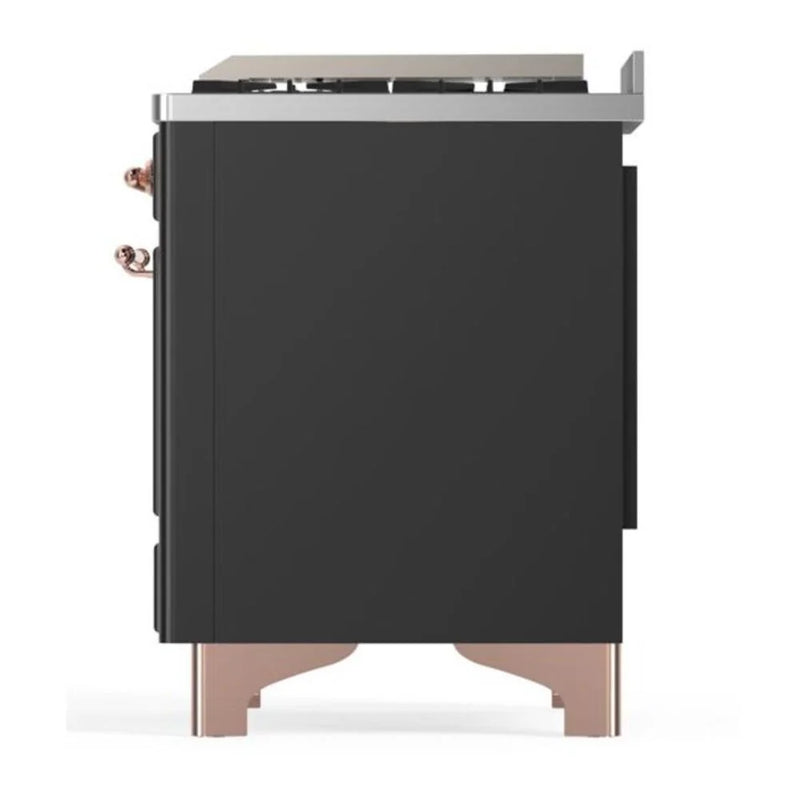 ILVE Majestic II 48" Dual Fuel Freestanding Range in Graphite Matte with Copper Trim, UM12FDQNS3MGPLP