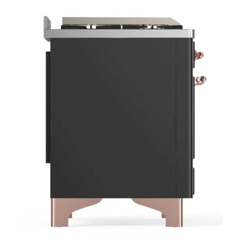 ILVE Majestic II 48" Dual Fuel Freestanding Range in Graphite Matte with Copper Trim, UM12FDQNS3MGP