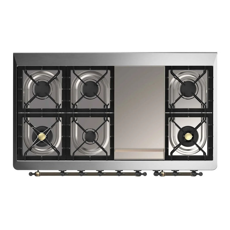 ILVE Majestic II 48" Dual Fuel Freestanding Range in RAL Color with Burnished Trim, UM12FDQNS3RAB