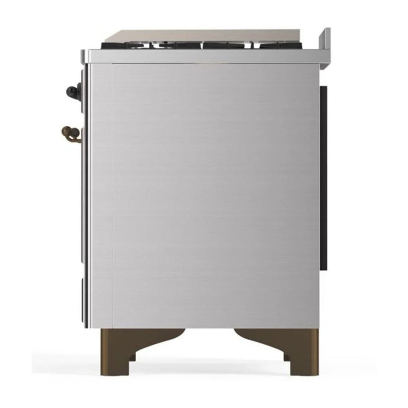 ILVE Majestic II 48" Dual Fuel Freestanding Range in Stainless Steel with Burnished Trim, UM12FDQNS3SSBLP