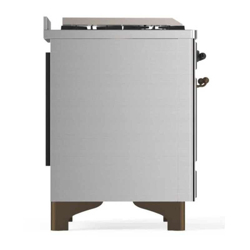 ILVE Majestic II 48" Dual Fuel Freestanding Range in Stainless Steel with Burnished Trim, UM12FDQNS3SSBLP
