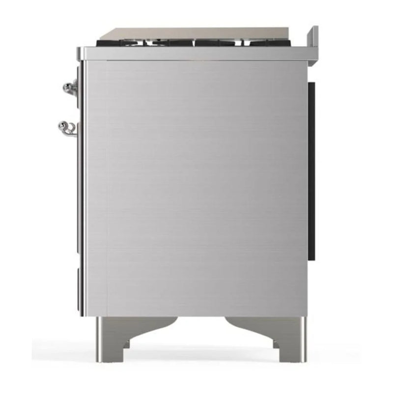 ILVE Majestic II 48" Dual Fuel Freestanding Range in Stainless Steel with Chrome Trim, UM12FDQNS3SSC