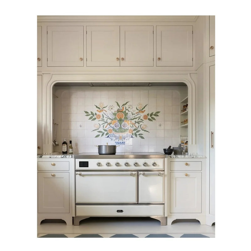 ILVE Majestic II 48" Dual Fuel Freestanding Range in White with Chrome Trim, UM12FDQNS3WHC