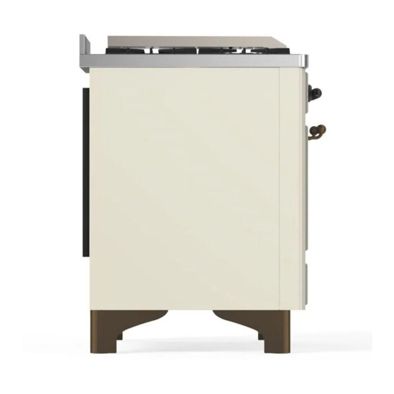 ILVE Majestic II 60" Dual Fuel Freestanding Range in Antique White with Burnished Trim, UM15FDNS3AWBLP