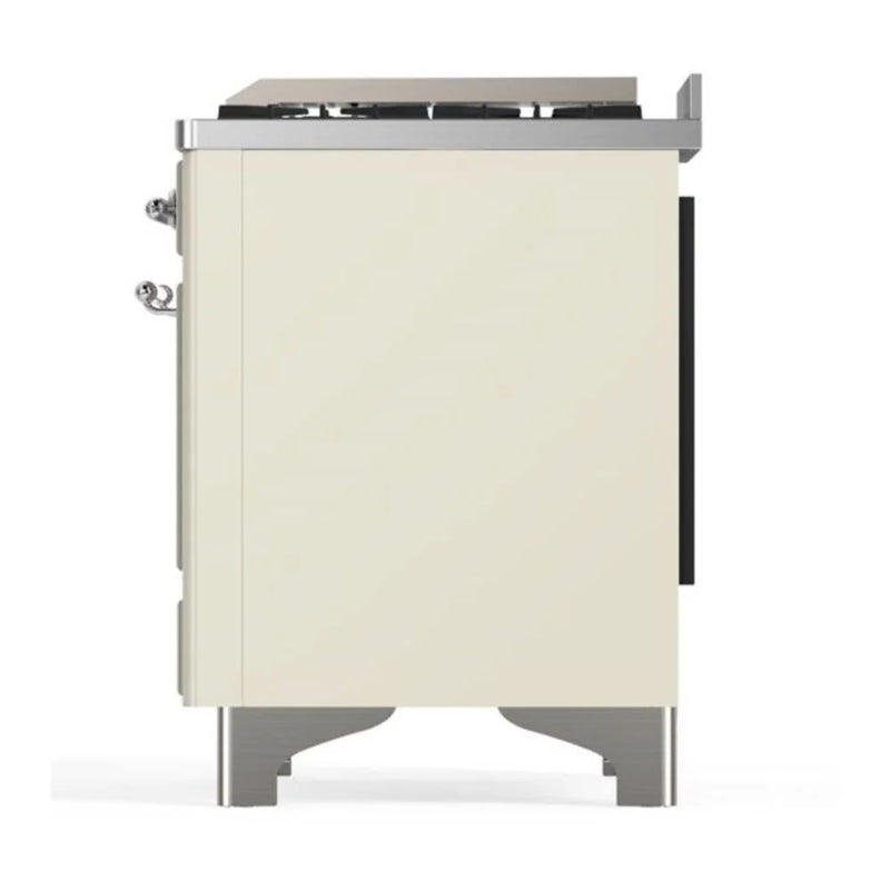 ILVE Majestic II 60" Dual Fuel Freestanding Range in Antique White with Chrome Trim, UM15FDNS3AWCLP