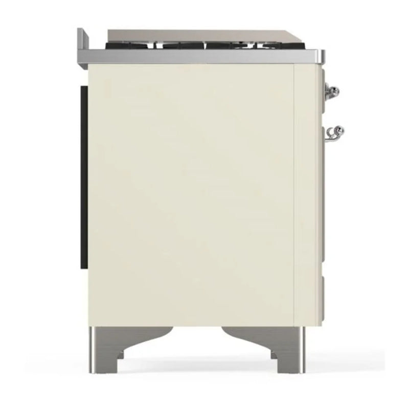 ILVE Majestic II 60" Dual Fuel Freestanding Range in Antique White with Chrome Trim, UM15FDNS3AWC