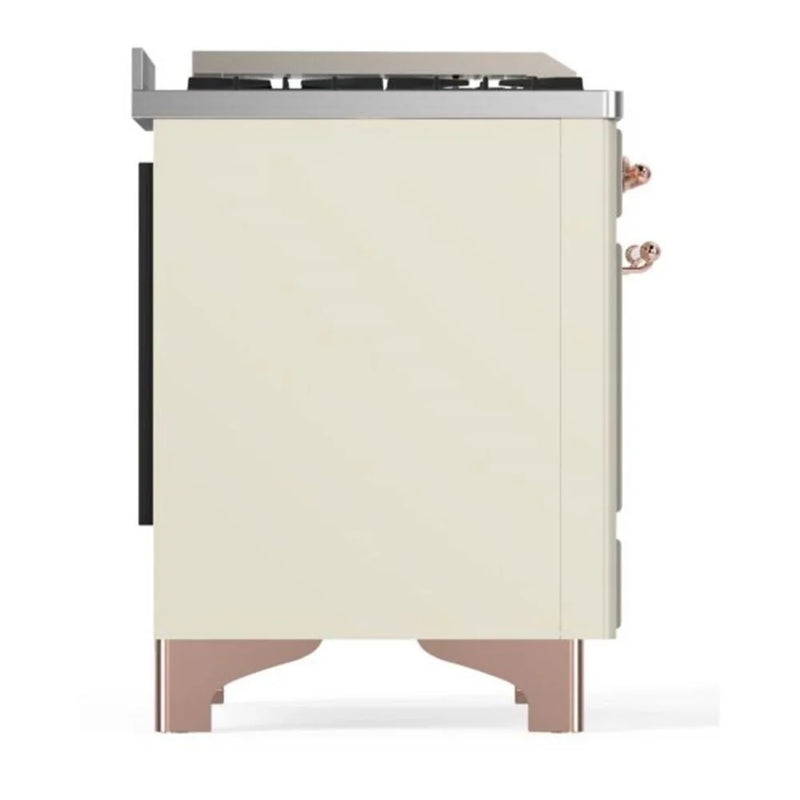ILVE Majestic II 60" Dual Fuel Freestanding Range in Antique White with Copper Trim, UM15FDNS3AWPLP