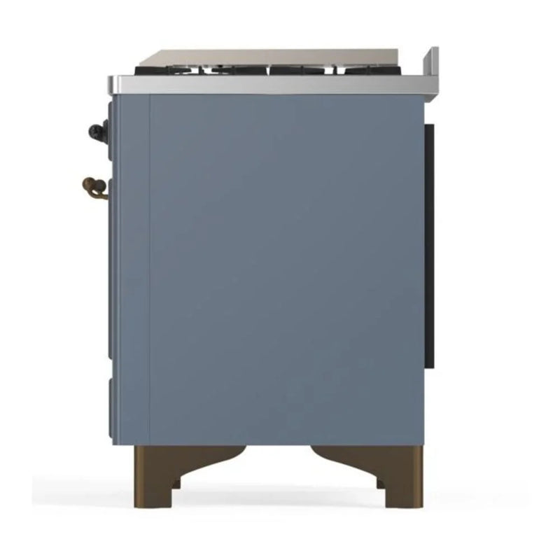 ILVE Majestic II 60" Dual Fuel Freestanding Range in Blue Grey with Burnished Trim, UM15FDNS3BGB