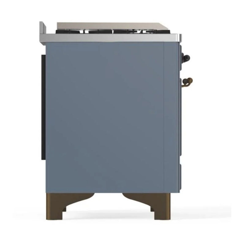 ILVE Majestic II 60" Dual Fuel Freestanding Range in Blue Grey with Burnished Trim, UM15FDNS3BGB