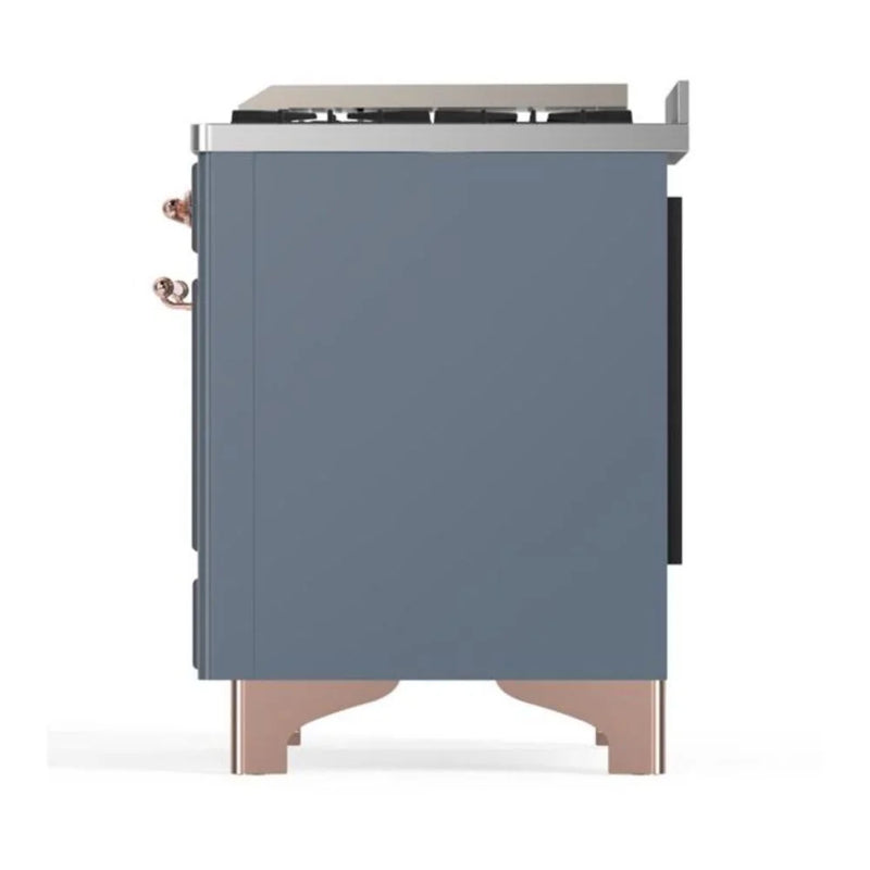 ILVE Majestic II 60" Dual Fuel Freestanding Range in Blue Grey with Copper Trim, UM15FDNS3BGPLP