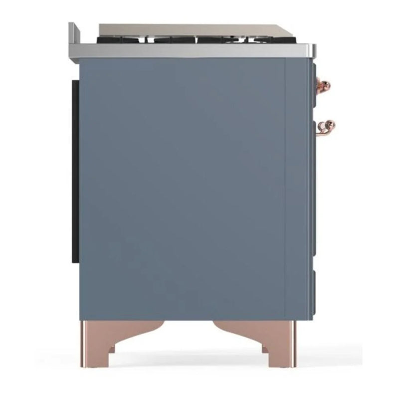 ILVE Majestic II 60" Dual Fuel Freestanding Range in Blue Grey with Copper Trim, UM15FDNS3BGP