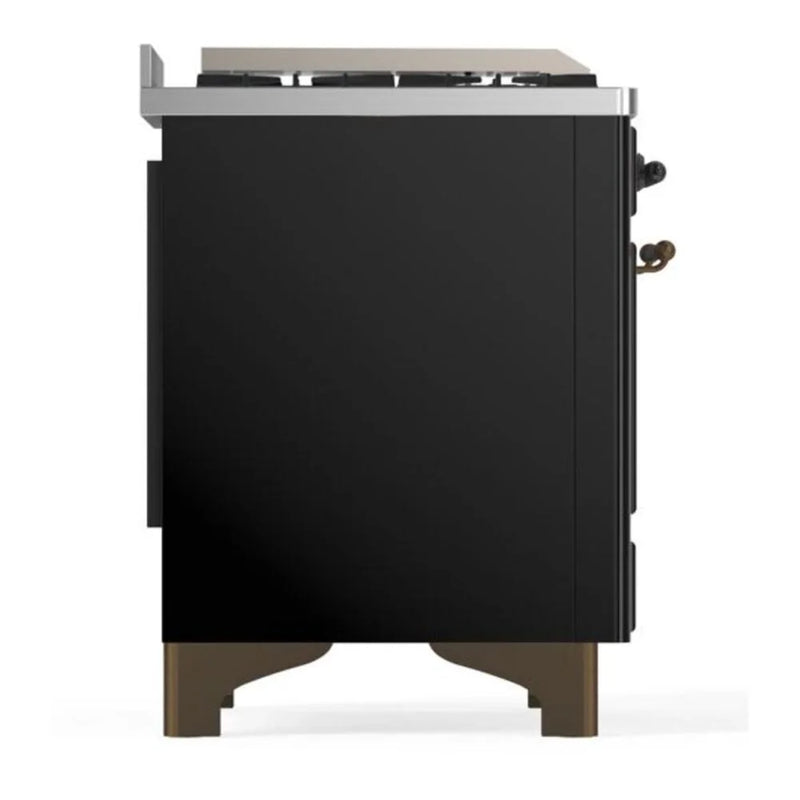 ILVE Majestic II 60" Dual Fuel Freestanding Range in Glossy Black with Burnished Trim, UM15FDNS3BKB