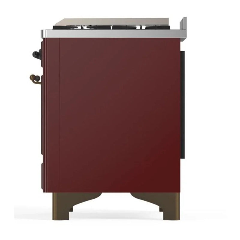 ILVE Majestic II 60" Dual Fuel Freestanding Range in Burgundy with Burnished Trim, UM15FDNS3BUB