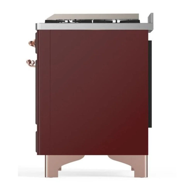 ILVE Majestic II 60" Dual Fuel Freestanding Range in Burgundy with Copper Trim, UM15FDNS3BUPLP