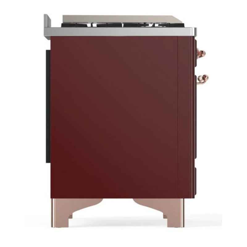 ILVE Majestic II 60" Dual Fuel Freestanding Range in Burgundy with Copper Trim, UM15FDNS3BUP