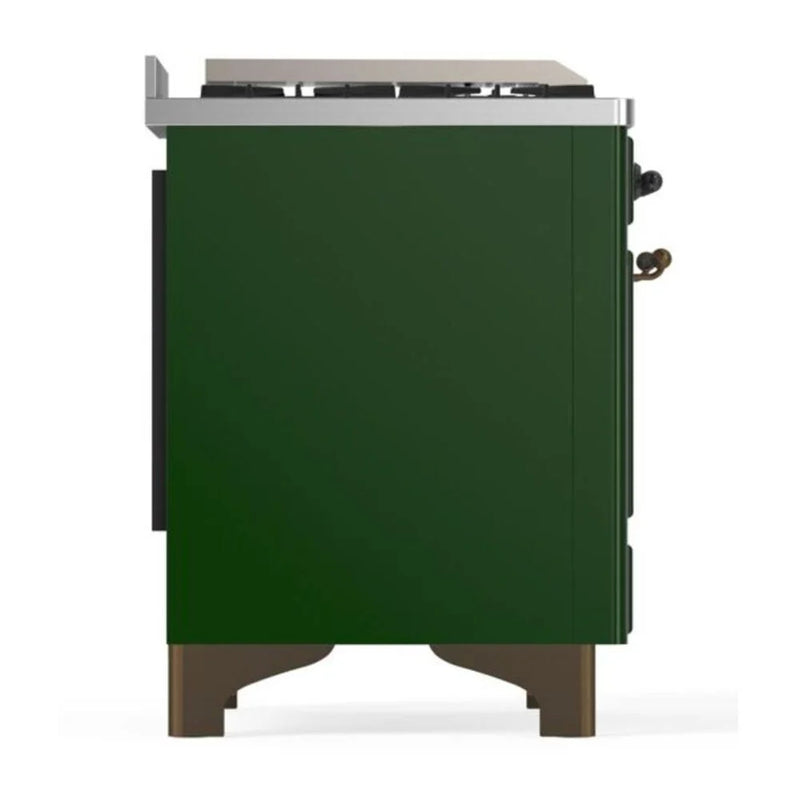 ILVE Majestic II 60" Dual Fuel Freestanding Range in Emerald Green with Burnished Trim, UM15FDNS3EGB