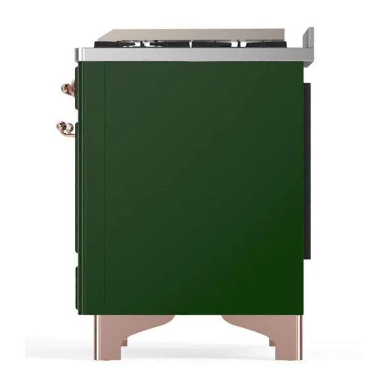 ILVE Majestic II 60" Dual Fuel Freestanding Range in Emerald Green with Copper Trim, UM15FDNS3EGPLP