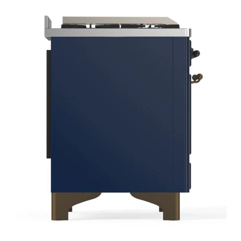 ILVE Majestic II 60" Dual Fuel Freestanding Range in Midnight Blue with Burnished Trim, UM15FDNS3MBB
