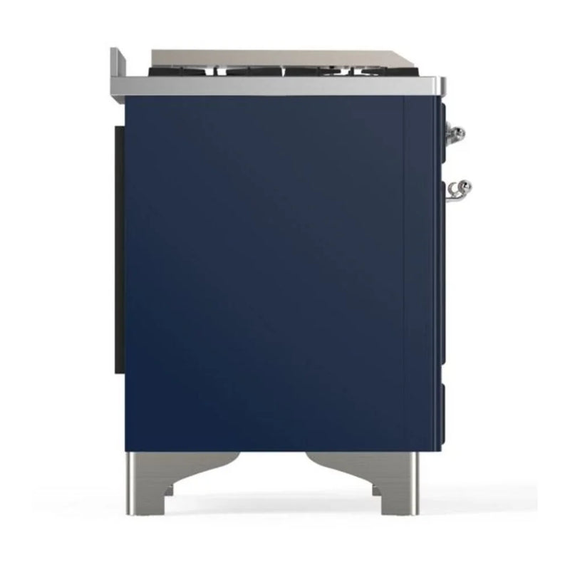 ILVE Majestic II 60" Dual Fuel Freestanding Range in Midnight Blue with Chrome Trim, UM15FDNS3MBCLP