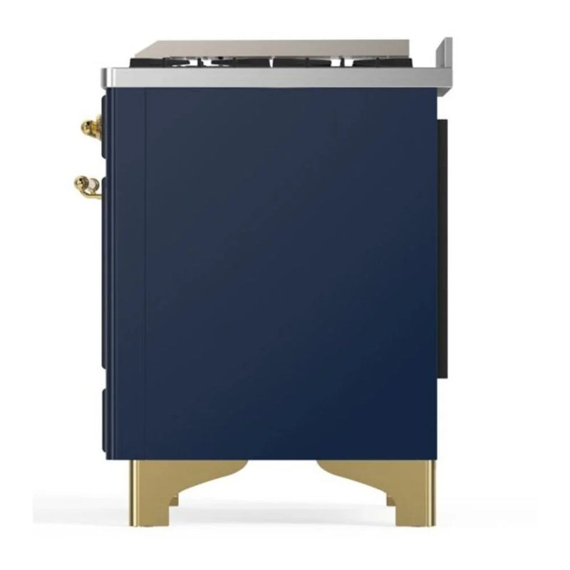 ILVE Majestic II 60" Dual Fuel Freestanding Range in Midnight Blue with Brass Trim, UM15FDNS3MBG