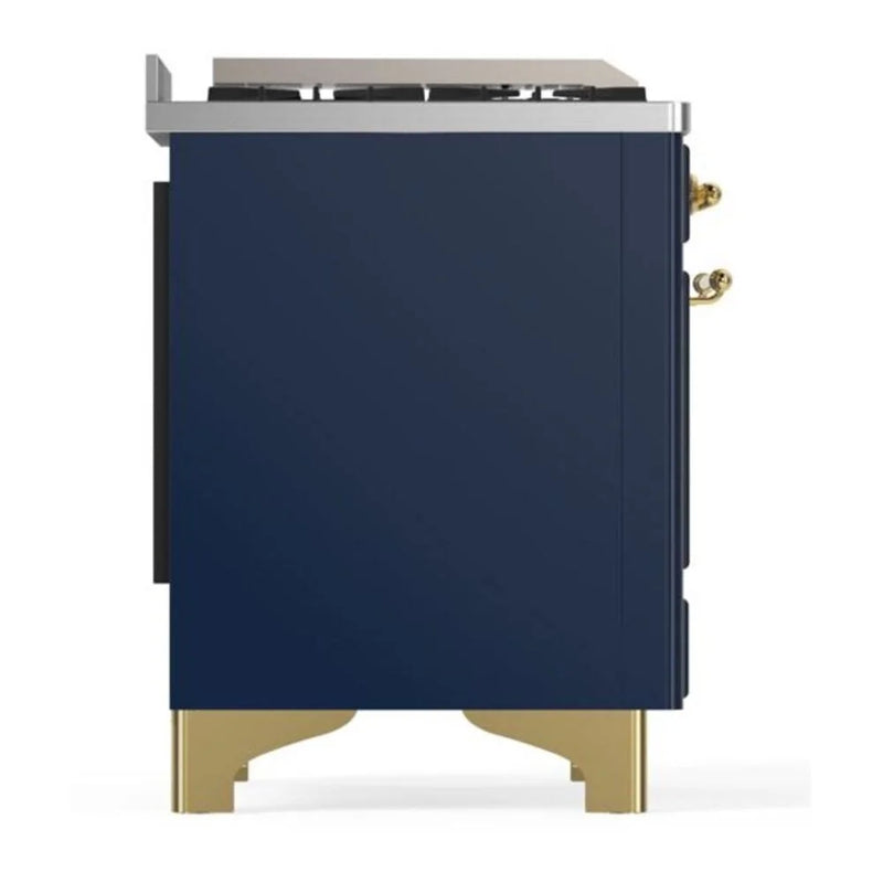 ILVE Majestic II 60" Dual Fuel Freestanding Range in Midnight Blue with Brass Trim, UM15FDNS3MBG