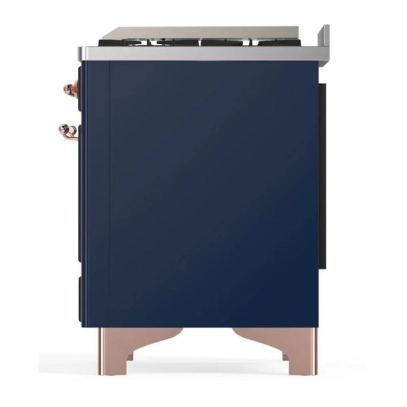 ILVE Majestic II 60" Dual Fuel Freestanding Range in Midnight Blue with Copper Trim, UM15FDNS3MBPLP