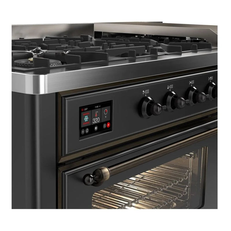 ILVE Majestic II 60" Dual Fuel Freestanding Range in Graphite Matte with Burnished Trim, UM15FDNS3MGBLP