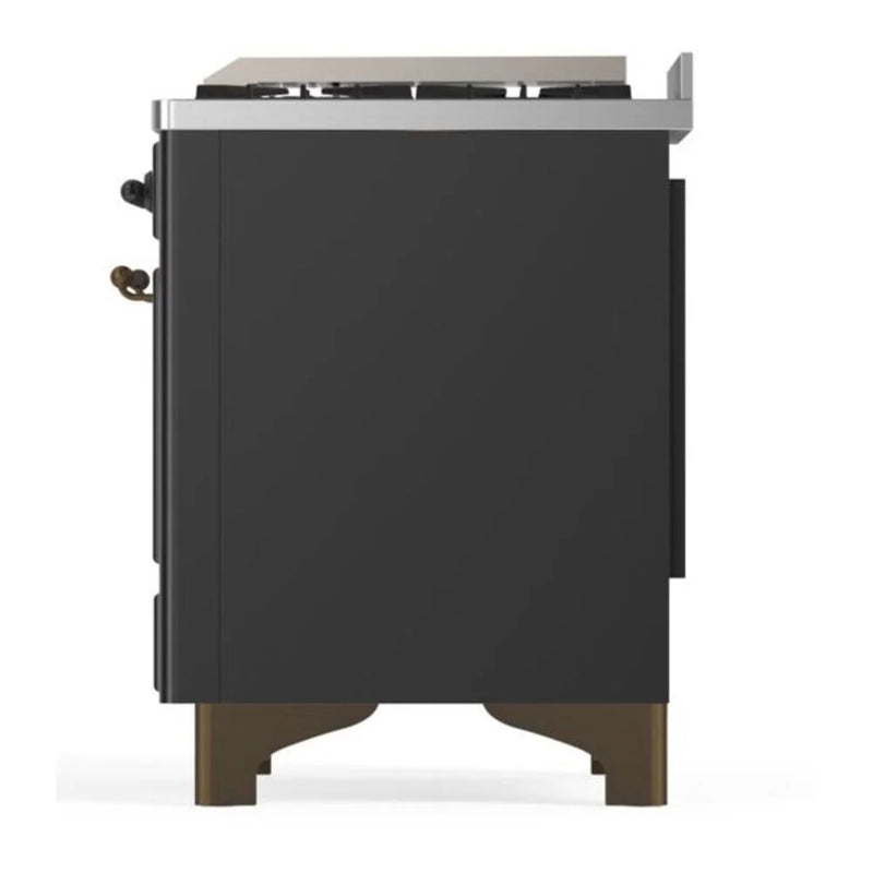 ILVE Majestic II 60" Dual Fuel Freestanding Range in Graphite Matte with Burnished Trim, UM15FDNS3MGB