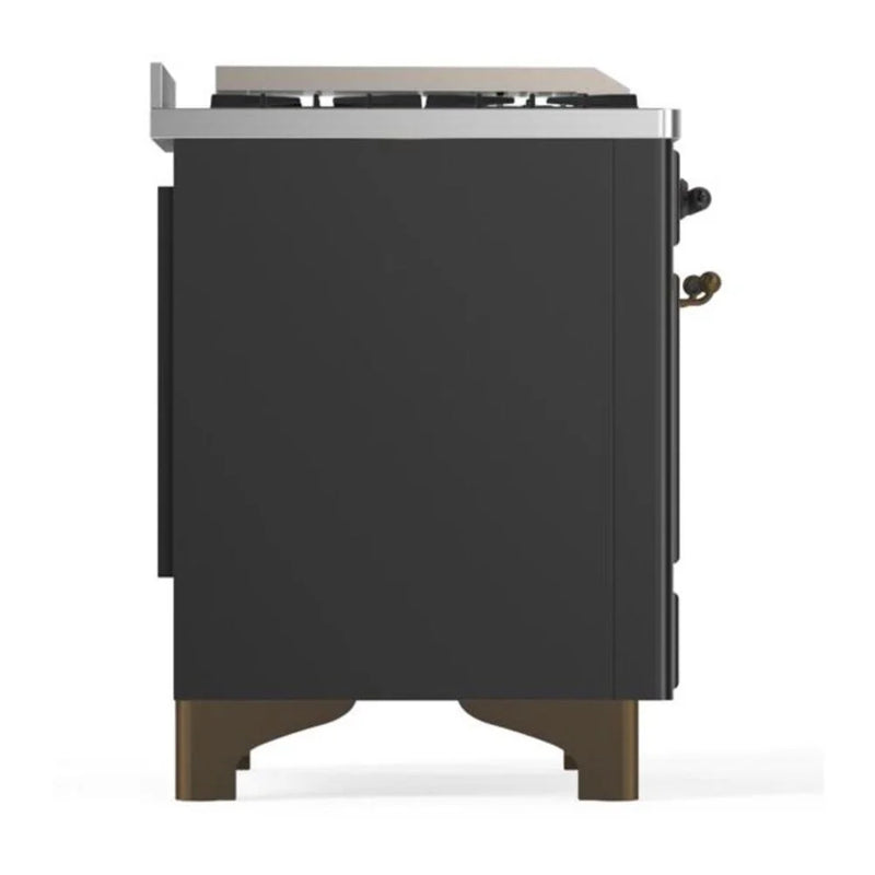 ILVE Majestic II 60" Dual Fuel Freestanding Range in Graphite Matte with Burnished Trim, UM15FDNS3MGB