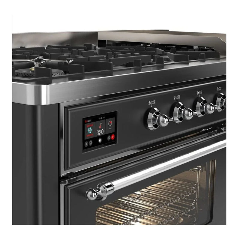 ILVE Majestic II 60" Dual Fuel Freestanding Range in Graphite Matte with Chrome Trim, UM15FDNS3MGC