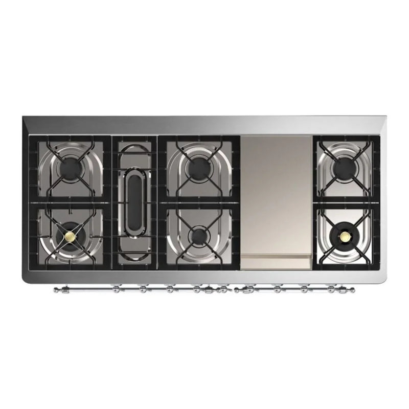 ILVE Majestic II 60" Dual Fuel Freestanding Range in Graphite Matte with Chrome Trim, UM15FDNS3MGC