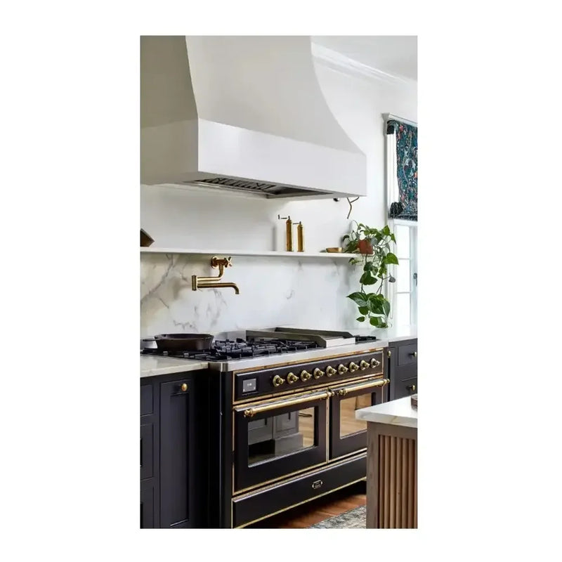 ILVE Majestic II 60" Dual Fuel Freestanding Range in Graphite Matte with Brass Trim, UM15FDNS3MGGLP