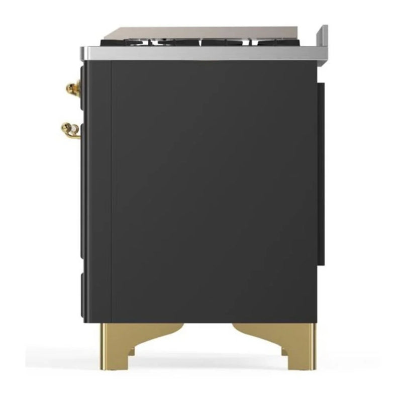 ILVE Majestic II 60" Dual Fuel Freestanding Range in Graphite Matte with Brass Trim, UM15FDNS3MGGLP