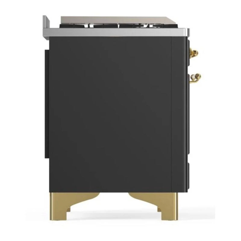 ILVE Majestic II 60" Dual Fuel Freestanding Range in Graphite Matte with Brass Trim, UM15FDNS3MGGLP