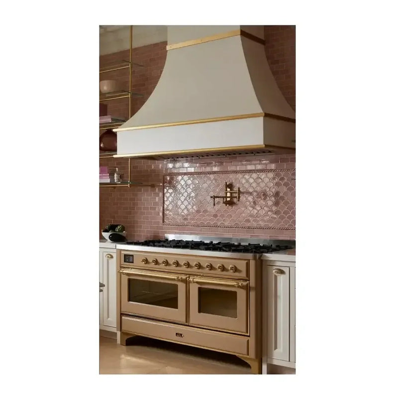 ILVE Majestic II 60" Dual Fuel Freestanding Range in RAL Color with Brass Trim, UM15FDNS3RAG