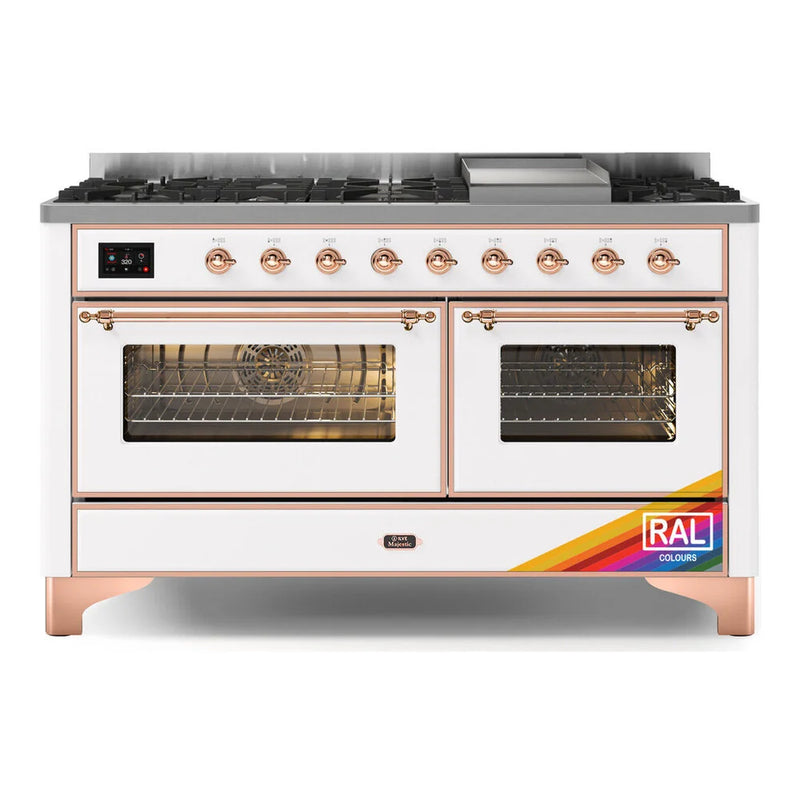 ILVE Majestic II 60" Dual Fuel Freestanding Range in RAL Color with Copper Trim, UM15FDNS3RAP