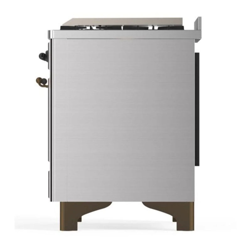ILVE Majestic II 60" Dual Fuel Freestanding Range in Stainless Steel with Burnished Trim, UM15FDNS3SSB