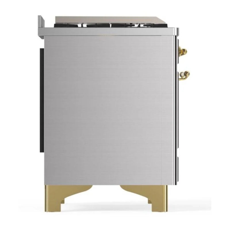 ILVE Majestic II 60" Dual Fuel Freestanding Range in Stainless Steel with Brass Trim, UM15FDNS3SSGLP