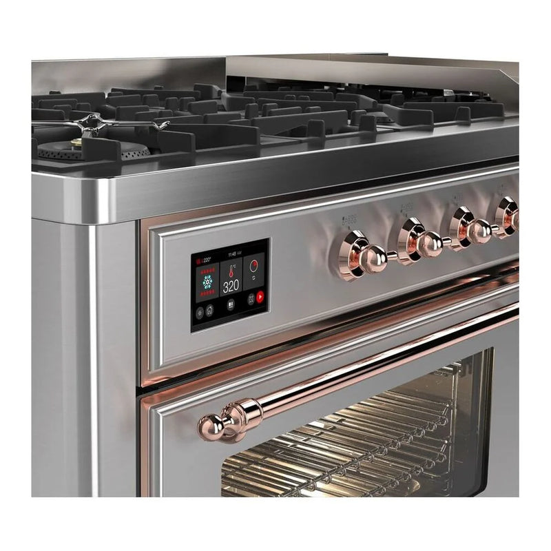 ILVE Majestic II 60" Dual Fuel Freestanding Range in Stainless Steel with Copper Trim, UM15FDNS3SSP
