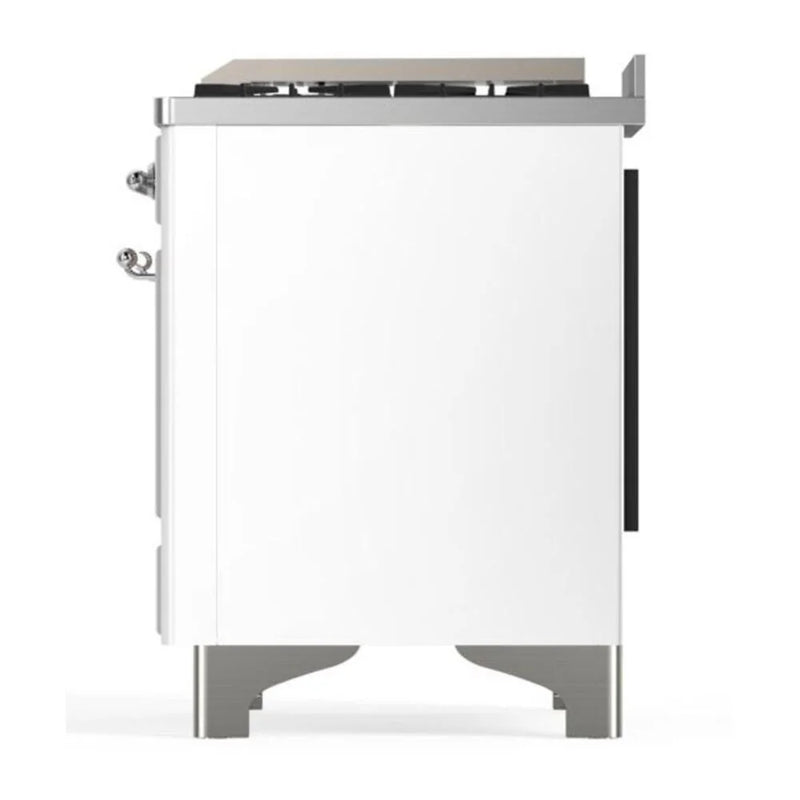 ILVE Majestic II 60" Dual Fuel Freestanding Range in White with Chrome Trim, UM15FDNS3WHC