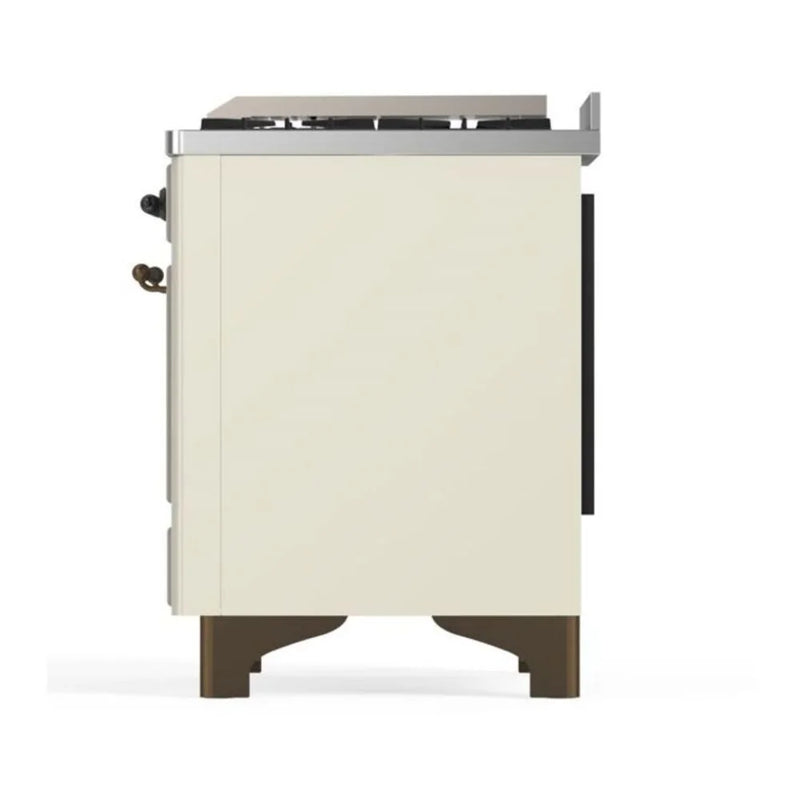 ILVE Majestic II 60" Dual Fuel Freestanding Range in Antique White with Burnished Trim, UM15FDQNS3AWB
