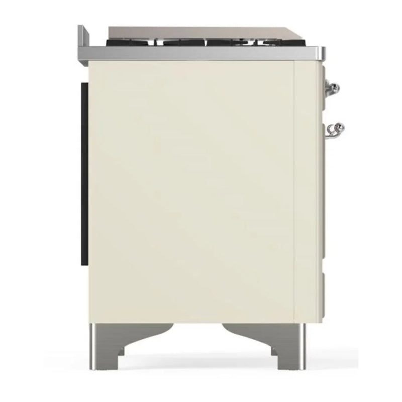 ILVE Majestic II 60" Dual Fuel Freestanding Range in Antique White with Chrome Trim, UM15FDQNS3AWCLP